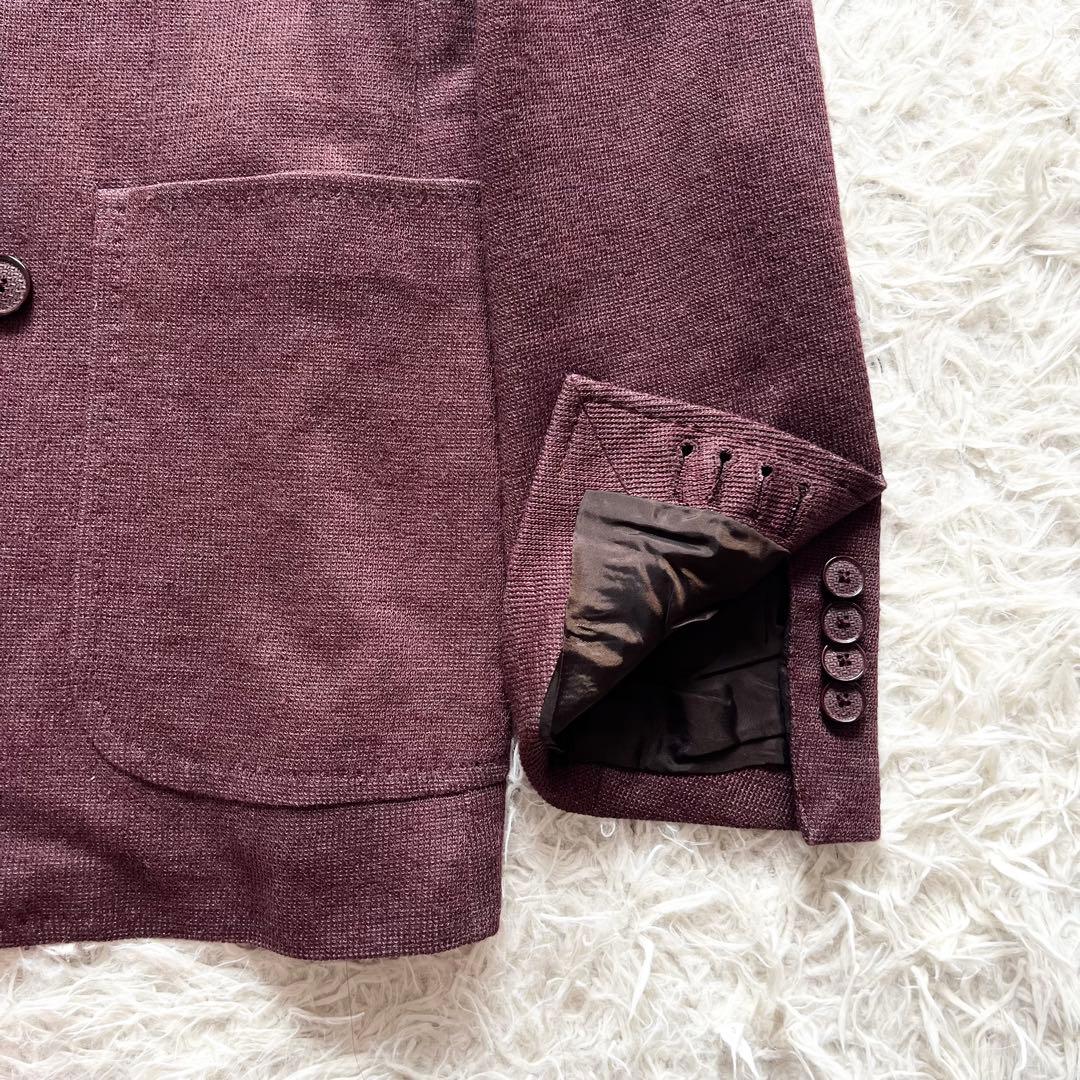 <美品>TAGLIATORE 新ロゴ コットン リネン ニット ジャケット 48