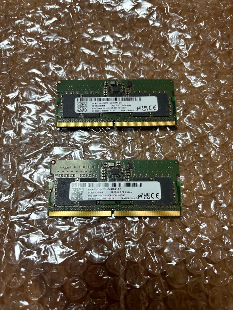 DDR5 8GBメモリ 4800MHz 2枚