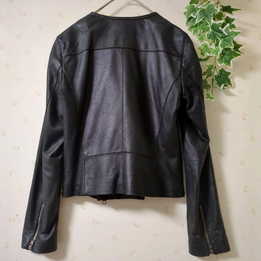 23区 ニジュウサンク　ライダースジャケット　ノーカラー　レザー　ブラック　M