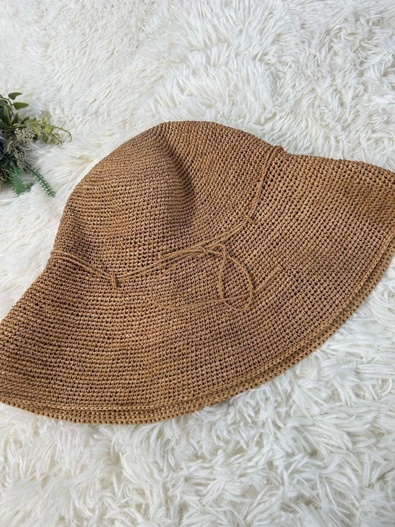 美品★ヘレンカミンスキー ハット ライトブラウン ストローハット a