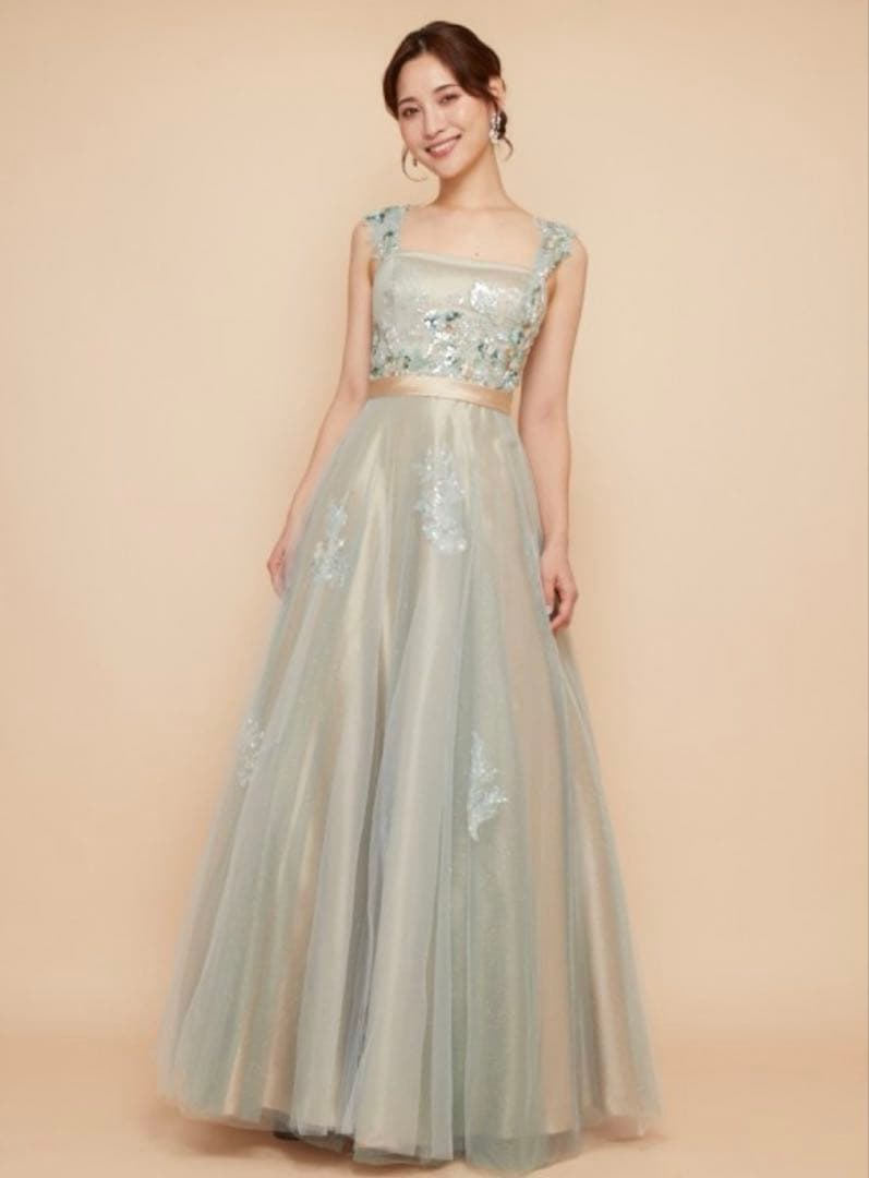 [ANNABELLE]ゴージャスビーズ刺繡オリーブラメチュールドレス