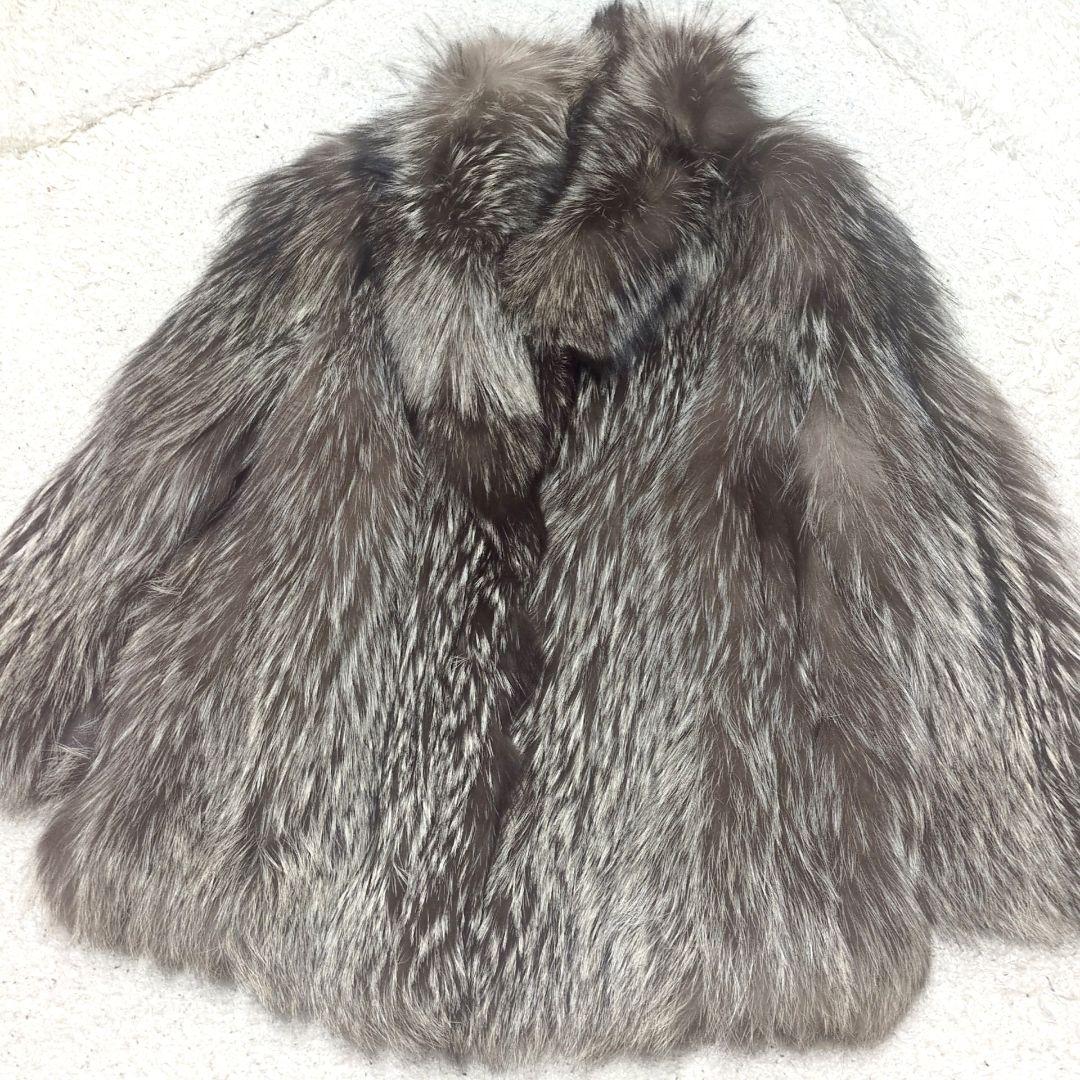 値下げ中2-25【高級毛皮】シルバーフォックスファーコート　サイズ11