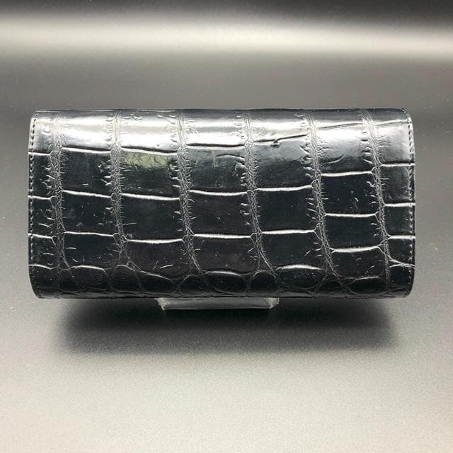 フォロー割適用　本物クロコ　シャム　クロコダイル　長財布　BK　マグネット式