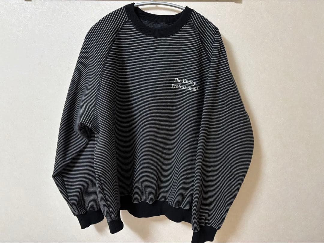 ENNOY BORDER CREW NECK SWEAT エンノイ L