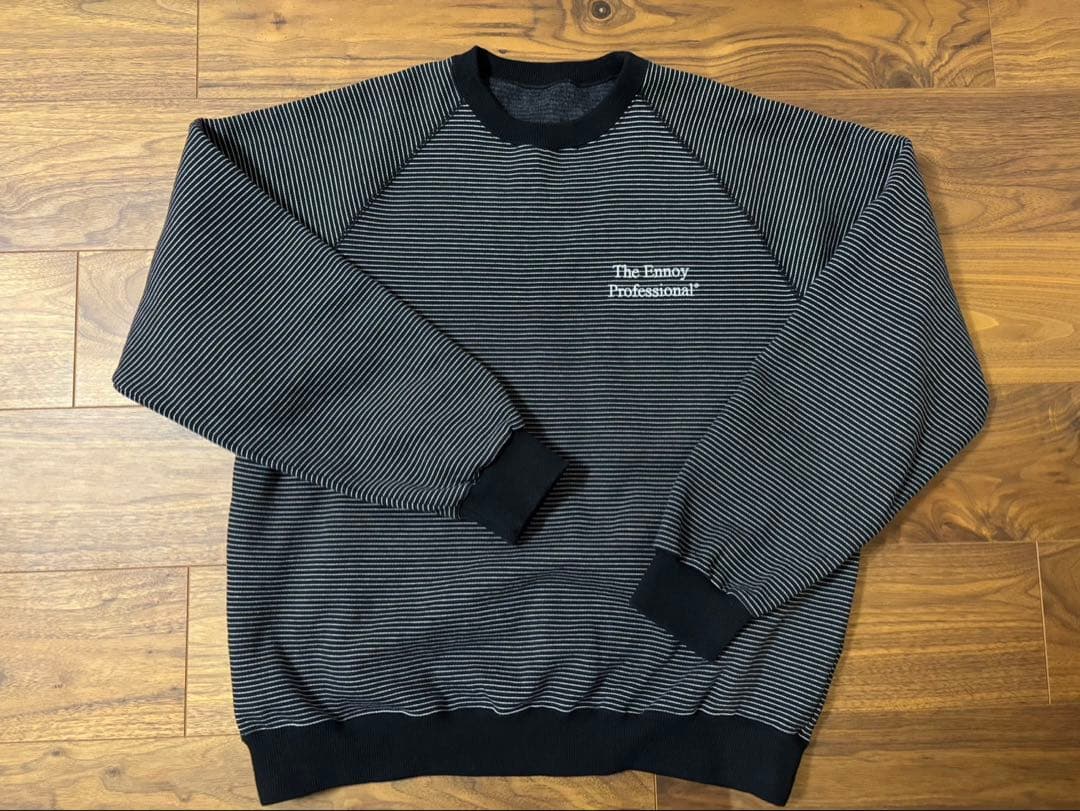 ENNOY BORDER CREW NECK SWEAT エンノイ L