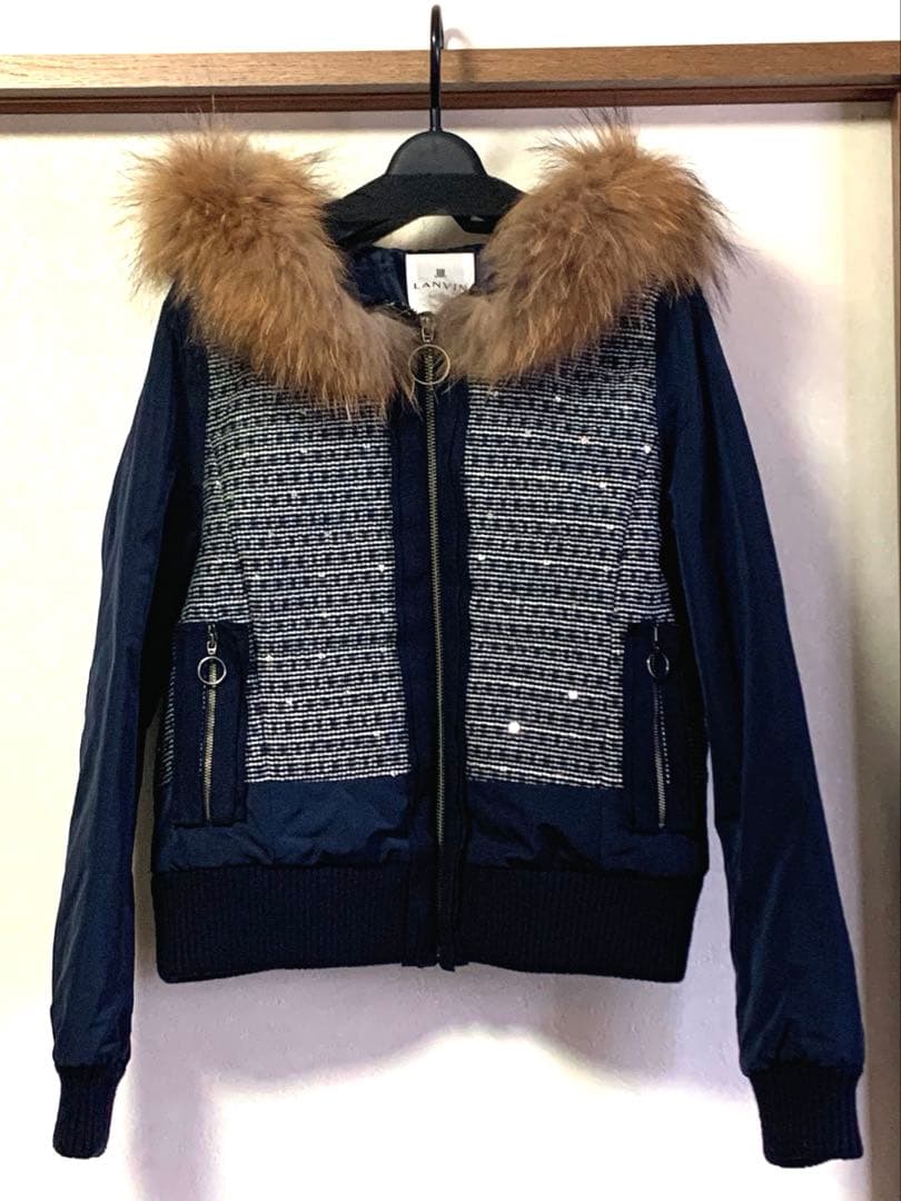 LANVIN ランバンオンブルーブルゾン　リアルファー付　サイズ38