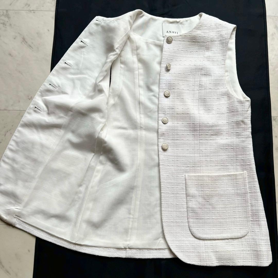 定価6万 ANAYI 2023 コットンオックスパッチポケットジレ 白 38