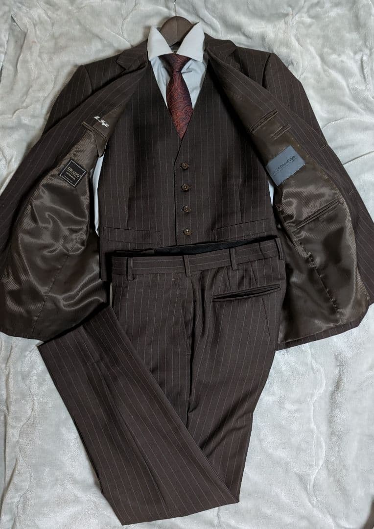 DRAGO ブラウンストライプ ビジネススーツ