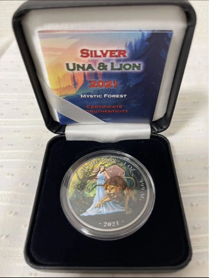 2021　セントヘレナ　ウナとライオン　カラー　ミスティック フォレスト　銀貨