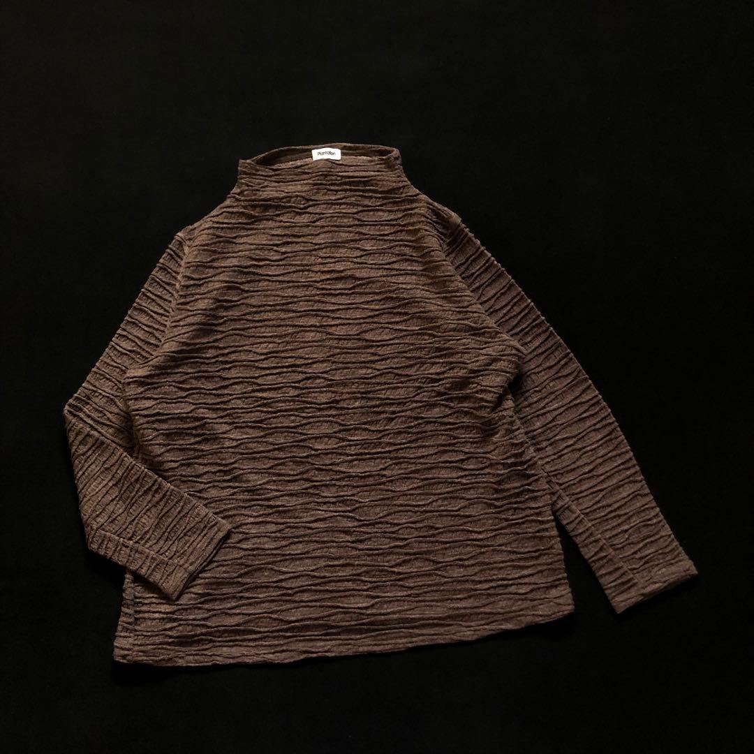 Plantation 立体編みウールカットソー 3D プリーツ 天然素材 茶系
