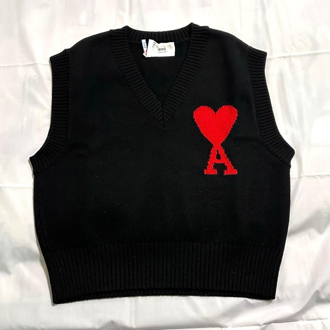 美品☆アミパリ☆ベスト☆ブラック☆男女兼用☆Sサイズ☆ハート☆