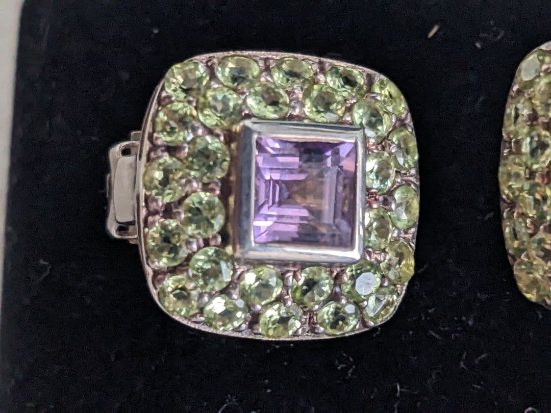 ヴィンテージ　アメジスト　ペリドット　ネックレス　イヤリング