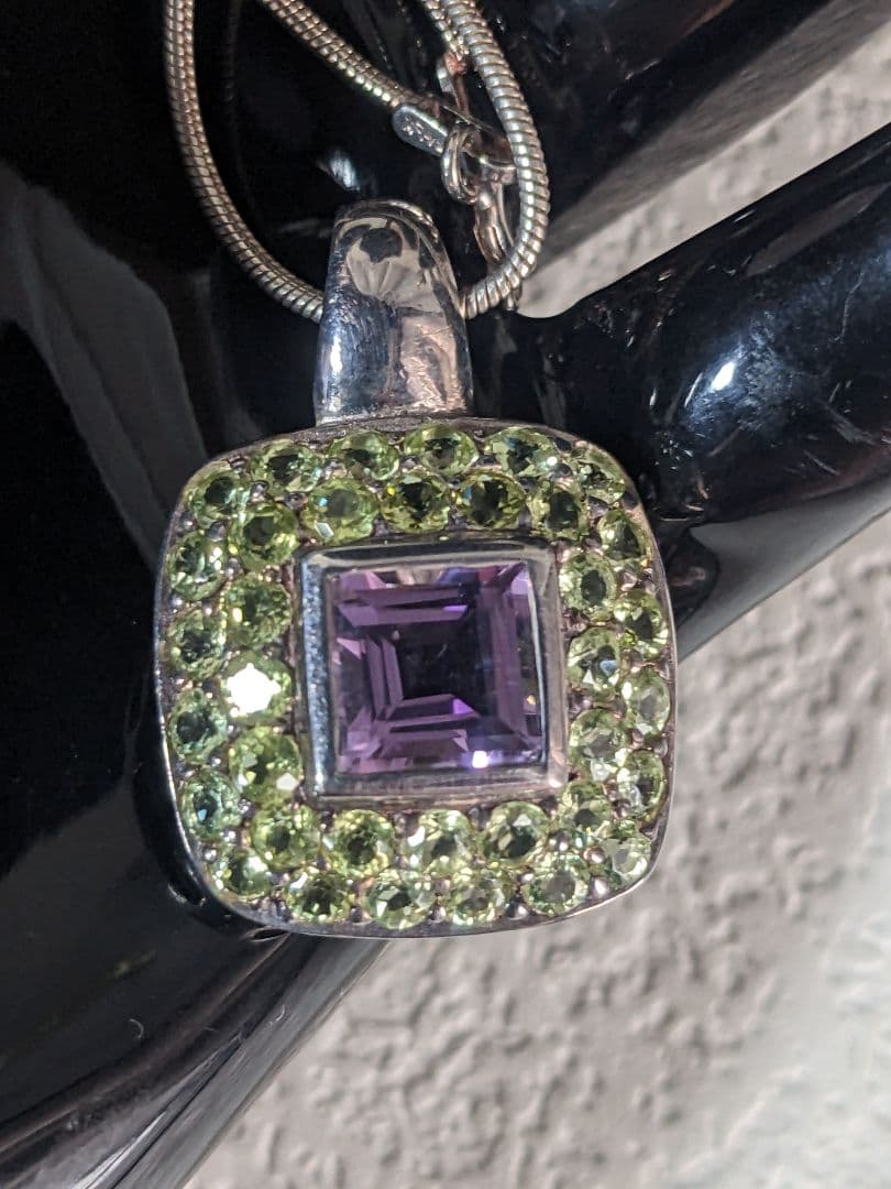 ヴィンテージ　アメジスト　ペリドット　ネックレス　イヤリング