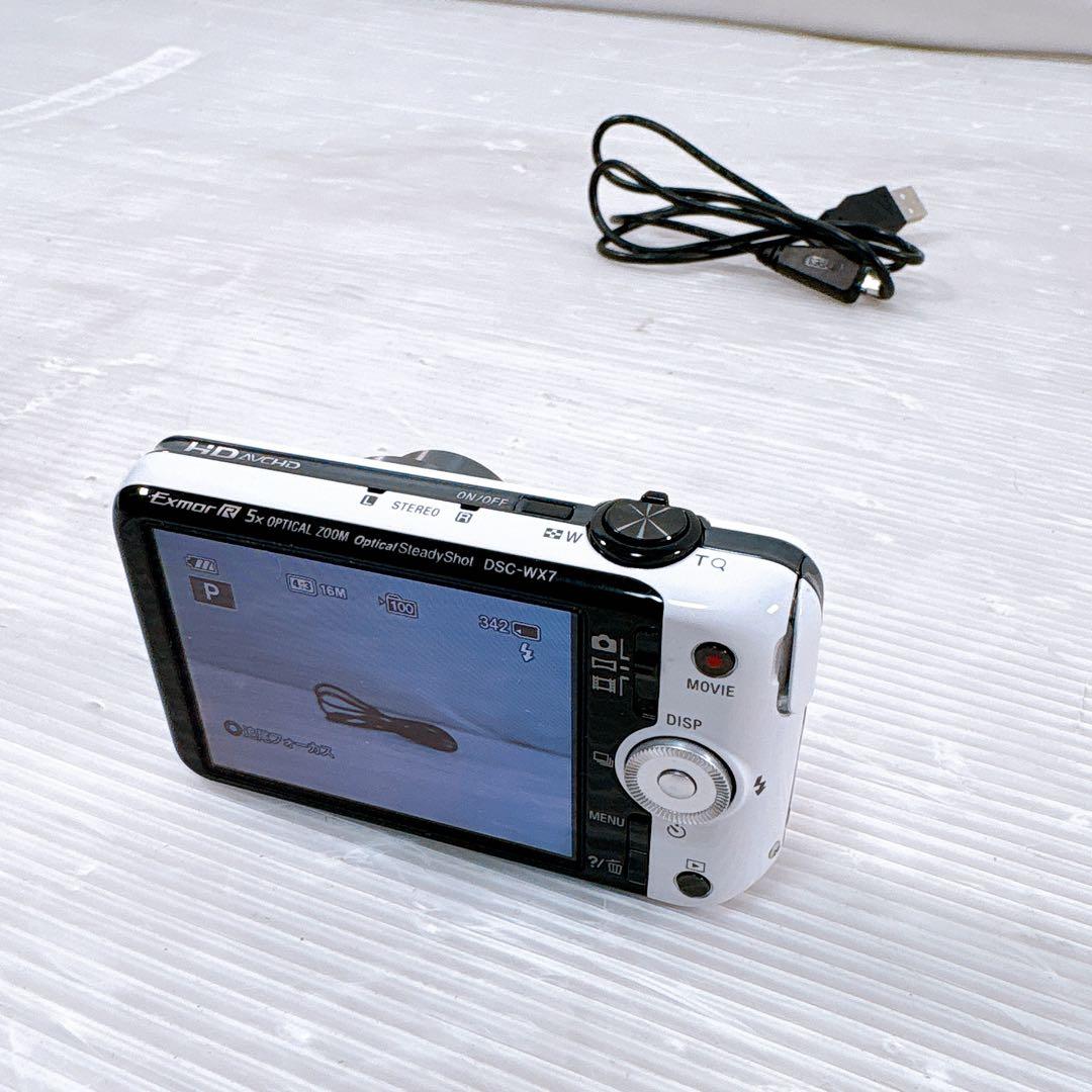 【極美品】Sony ソニー DSC-WX7 サイバーショット ホワイト デジカメ