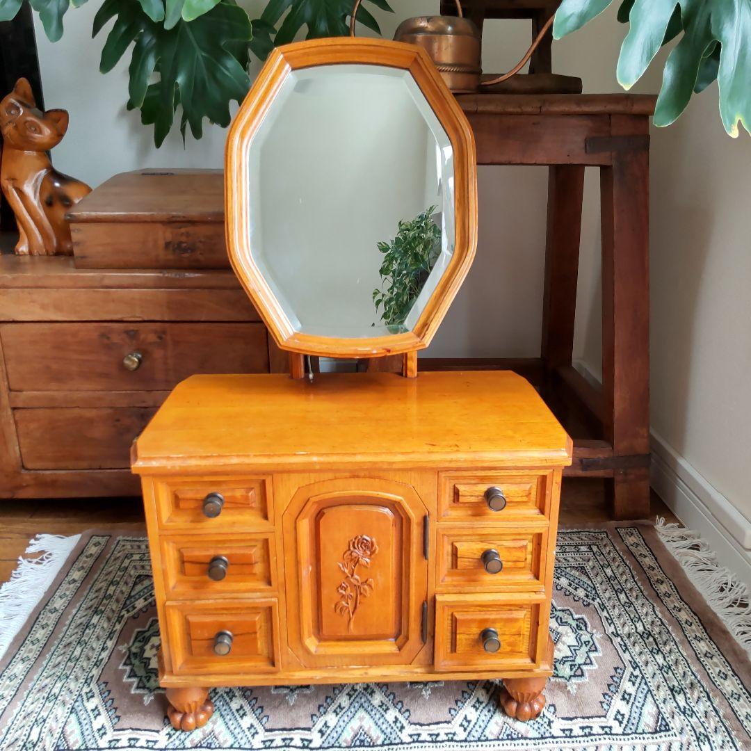 【小ぶりなドレッサー】化粧台　卓上ミラー　昭和レトロ　ヴィンテージ