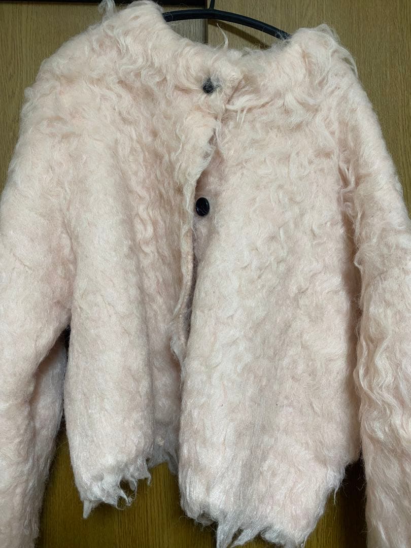 CLANE シャギーショートニットカーディガン ピンク