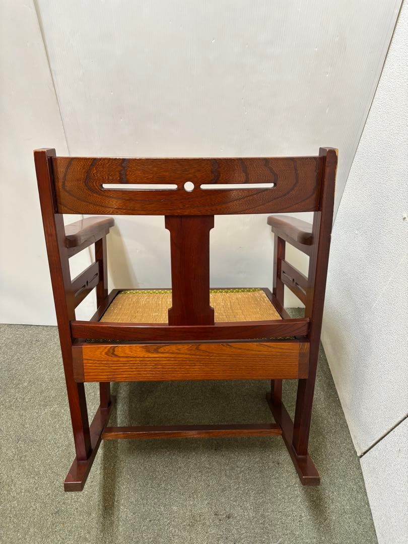 ① 昭和レトロ　和家具　和風アームローチェア　座椅子　ヴィンテージチェア当時物