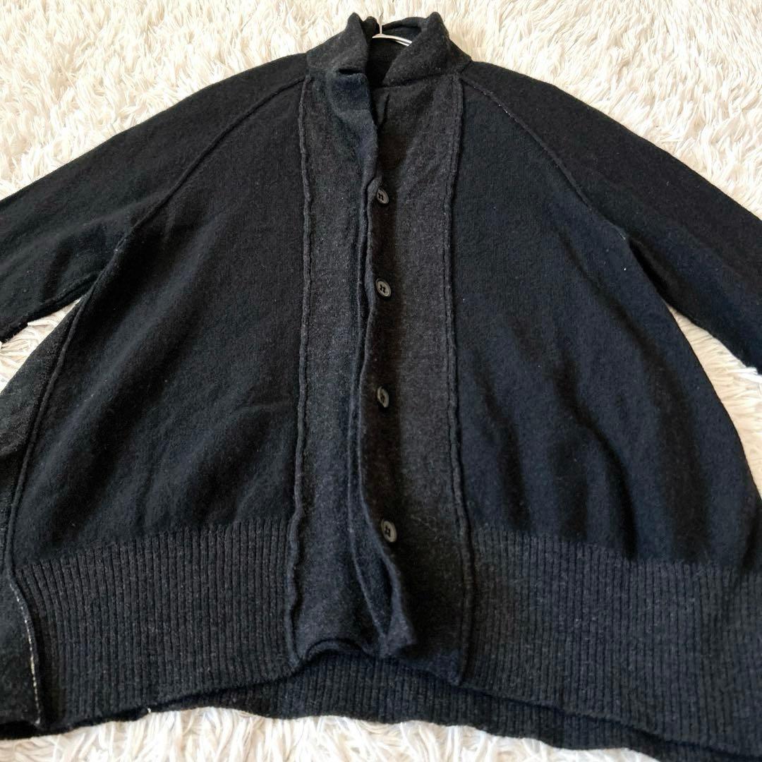 Y'sワイズ ヨウジヤマモト　ウール変形ニットジャケットカーディガン Wカラー