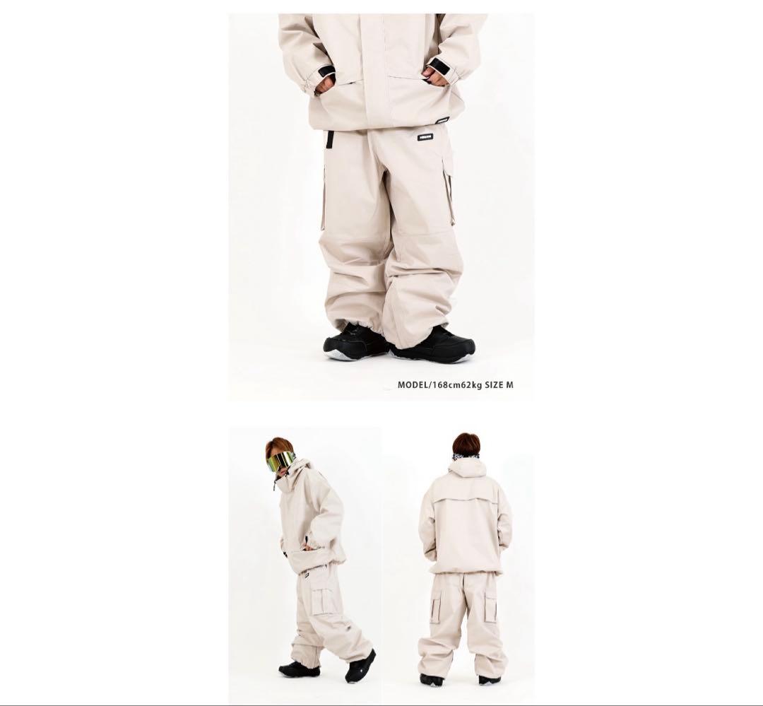 HIMASS MANIA スノーボードウェア 上下セット エクリュベージュ S
