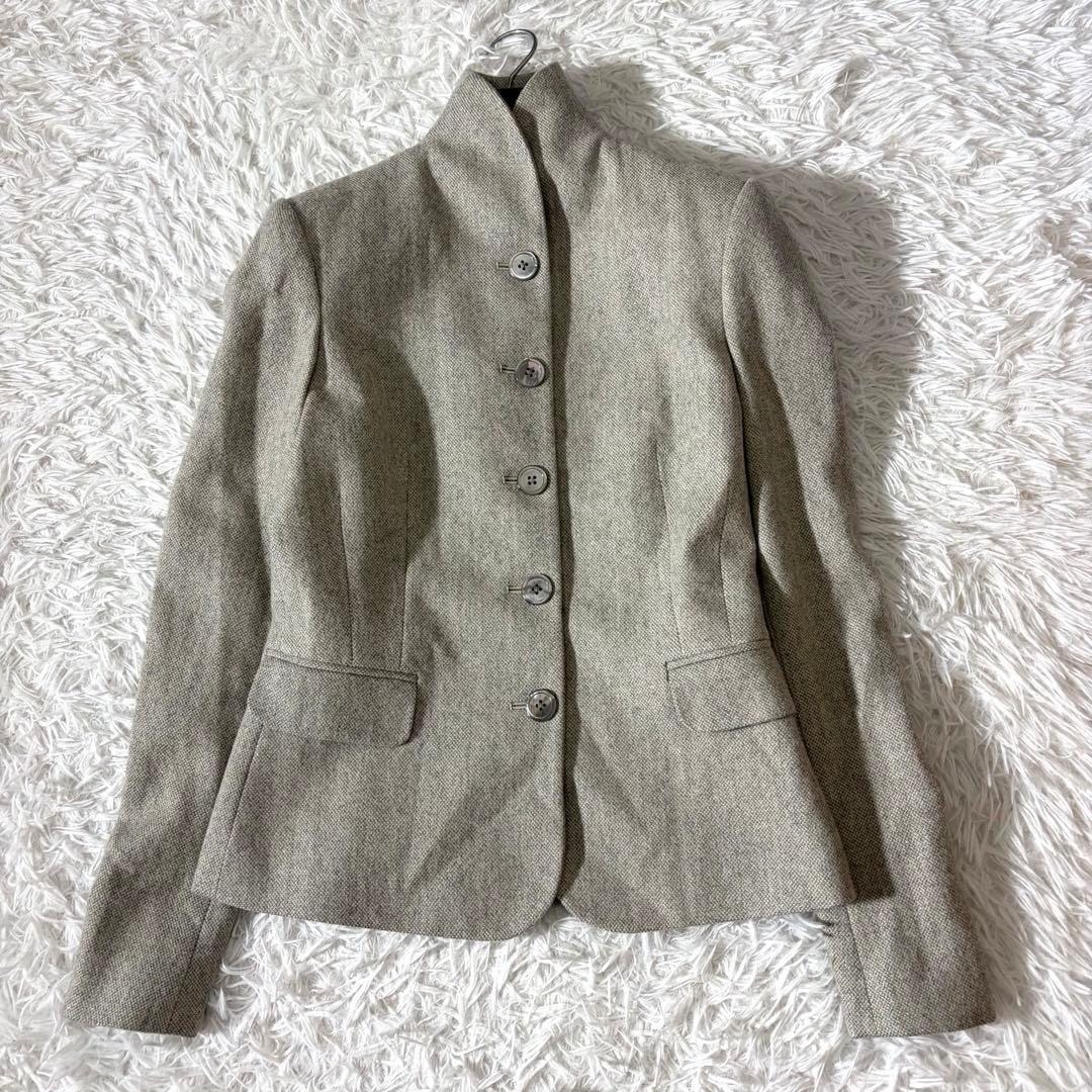 未使用級 ラルフローレン テーラードジャケット スタンドカラー カシミヤ混 ラメ