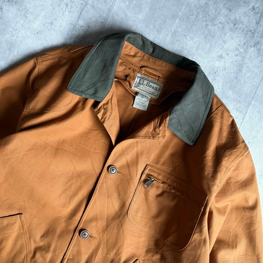 【90s L.L.Bean】ハンティングジャケット　ダック生地　襟コーデュロイ