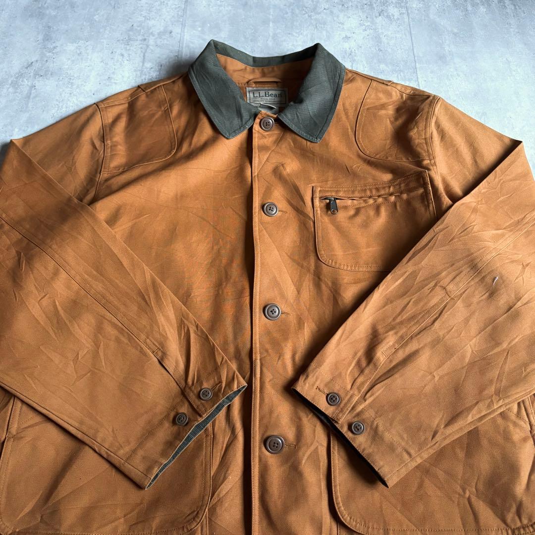 【90s L.L.Bean】ハンティングジャケット　ダック生地　襟コーデュロイ