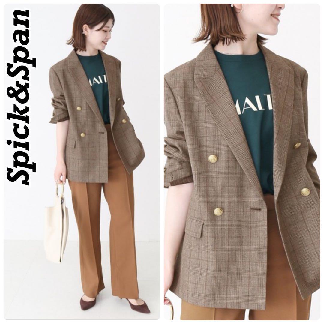 未使用級 ✨現行✨Spick&Span ウール先染め ダブルジャケット 金ボタン
