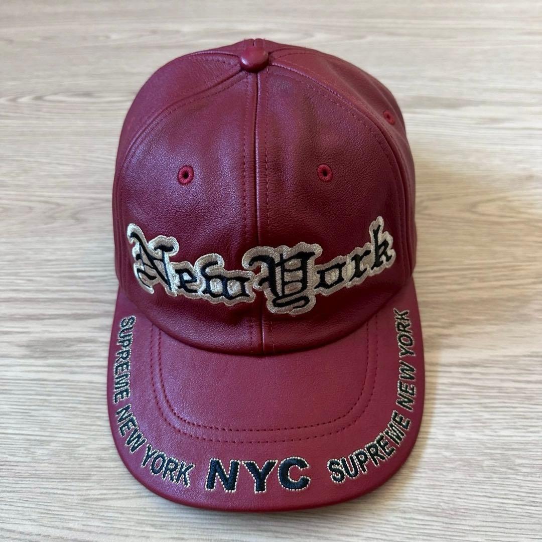 帽子 Supreme New York Leather 6-Panel Red