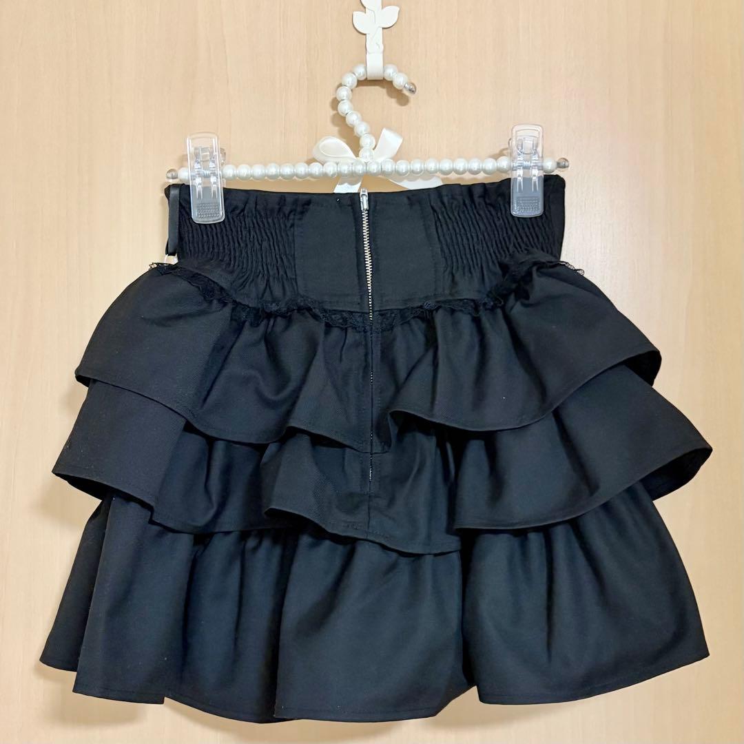 ハニーミュウ ティアードフリルスカート XS ブラック タグ付き