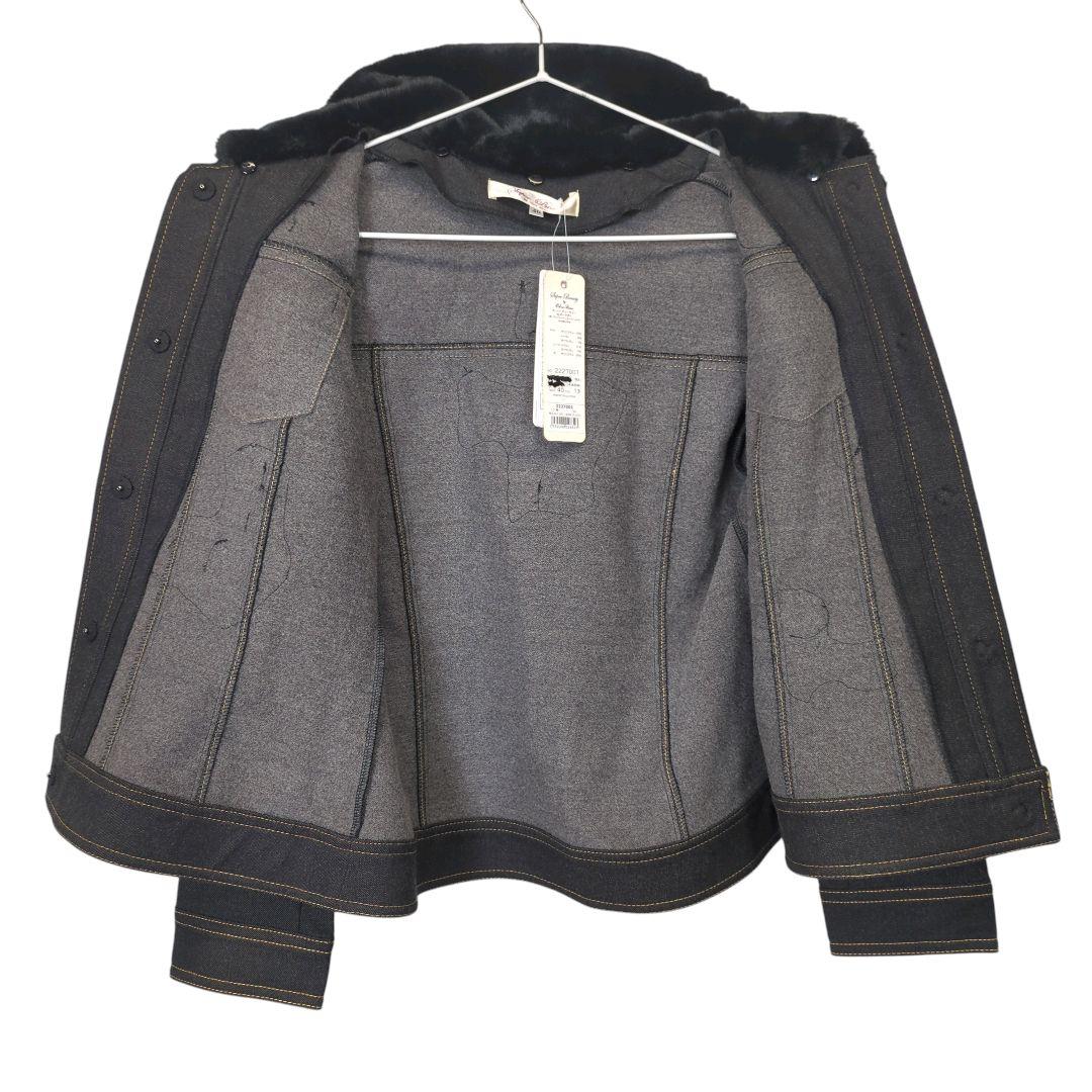 【新品タグ付き】Super Beauty デニム風ジャケット ビジュー 黒 40