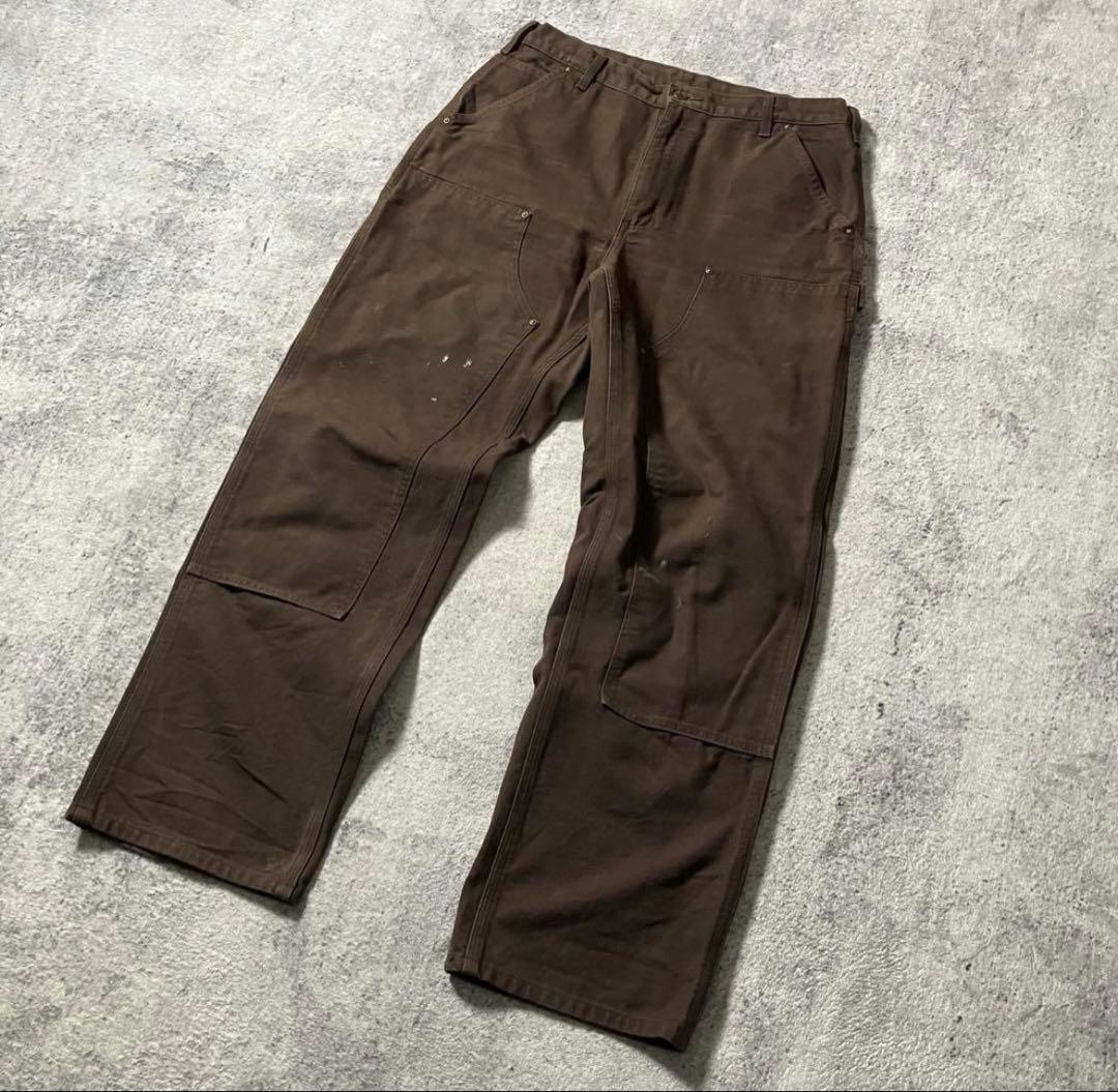 00sCarhartt34×32ダブルニーB136ブラウンカーハートダック