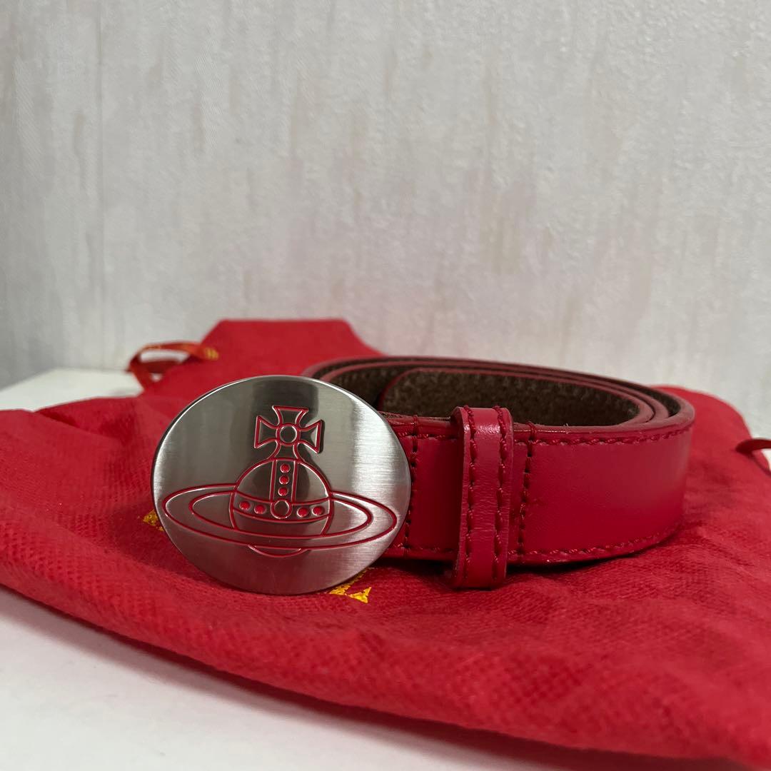 vivienne Westwoodバックル　ベルト　シルバー　レッド　レザー