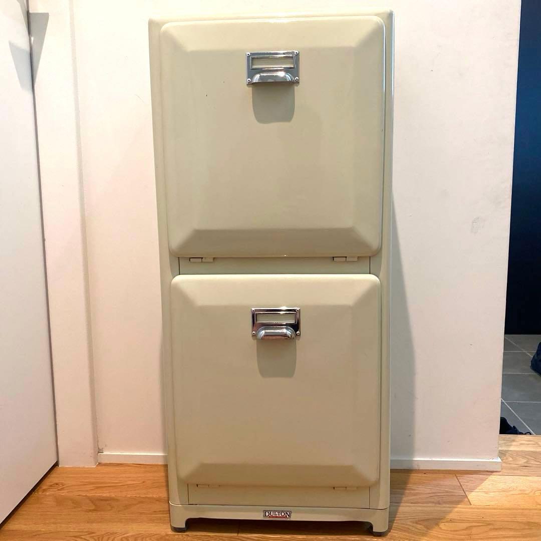 DULTON ダルトン　トラッシュカン ダブルデッカー　アイボリー　USED