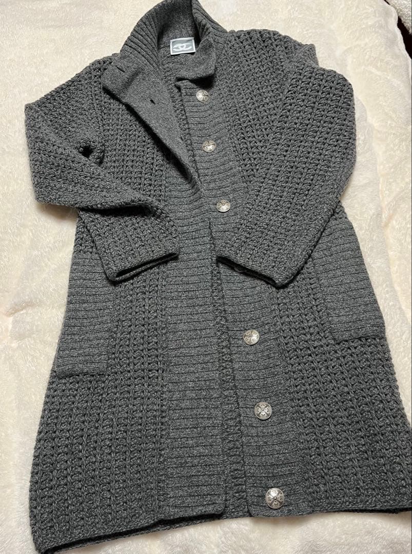 CHANELシャネル　ロングカーディガン　ワンピース　グレーレア品
