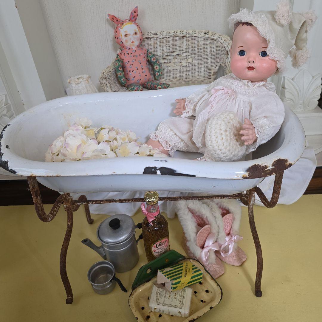 フランスアンティーク　ホーロー　バスタブ　フレンチシャビーブロカント