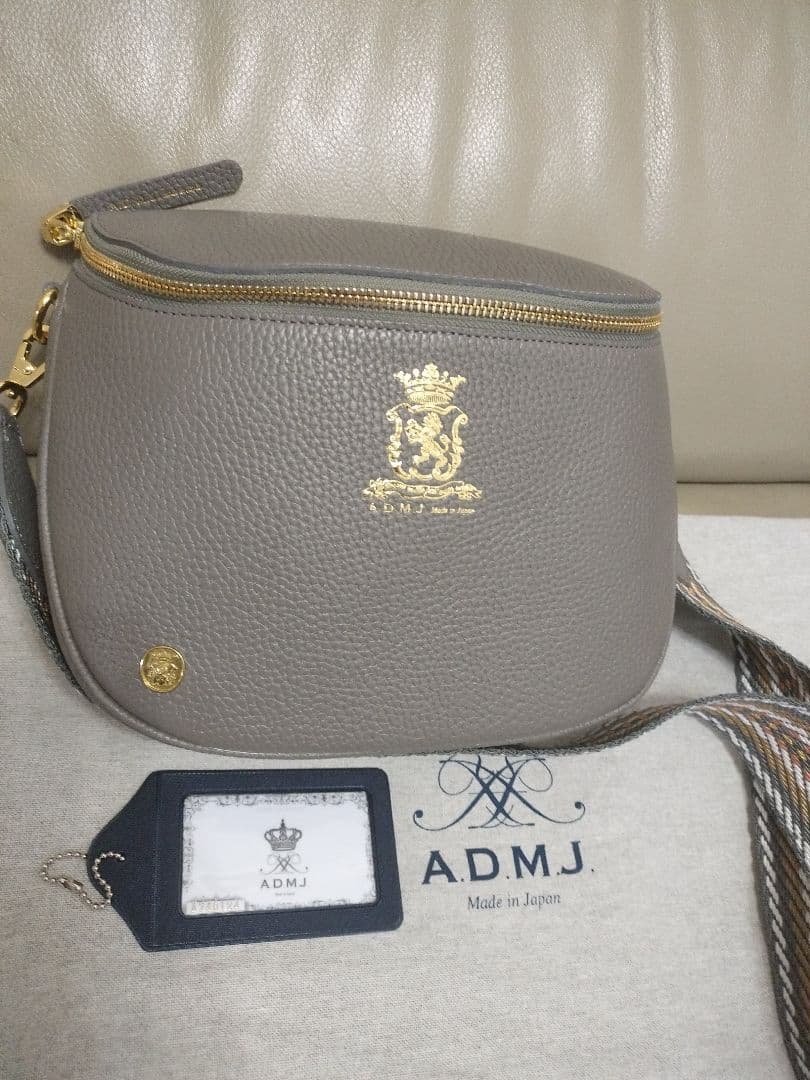 【wakabaです】ADMJ グレー レザー ショルダーバッグ