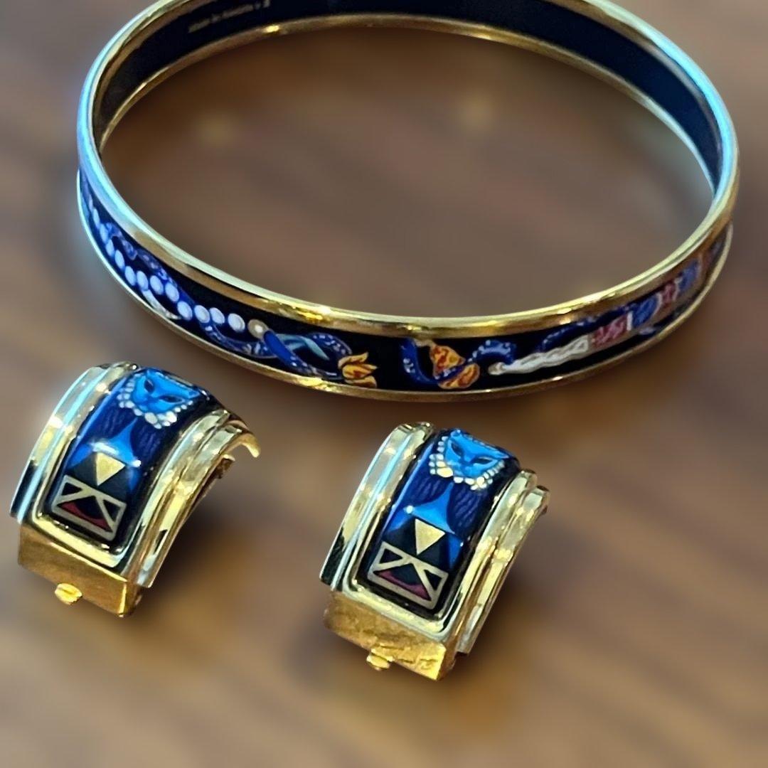 HERMÈS エルメス　エマイユ 　バングル　イヤクリップ　ヴィンテージ