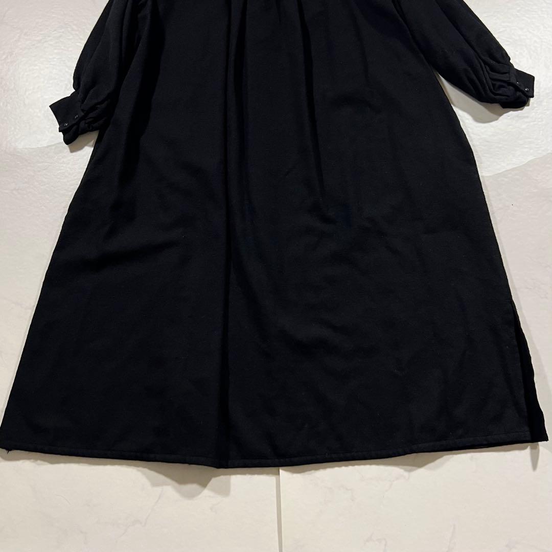 SINME シンメ スモックドレス ウールワンピース ブラック黒 ロング マキシ