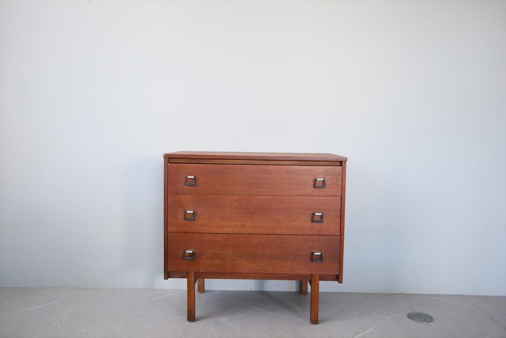 英国アンティークチーク3杯ドロワー/木製チェスト/タンス/飾り棚(91-76)