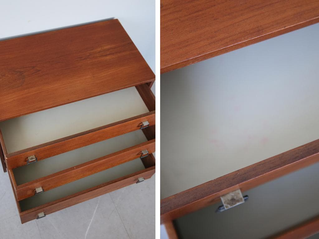 英国アンティークチーク3杯ドロワー/木製チェスト/タンス/飾り棚(91-76)