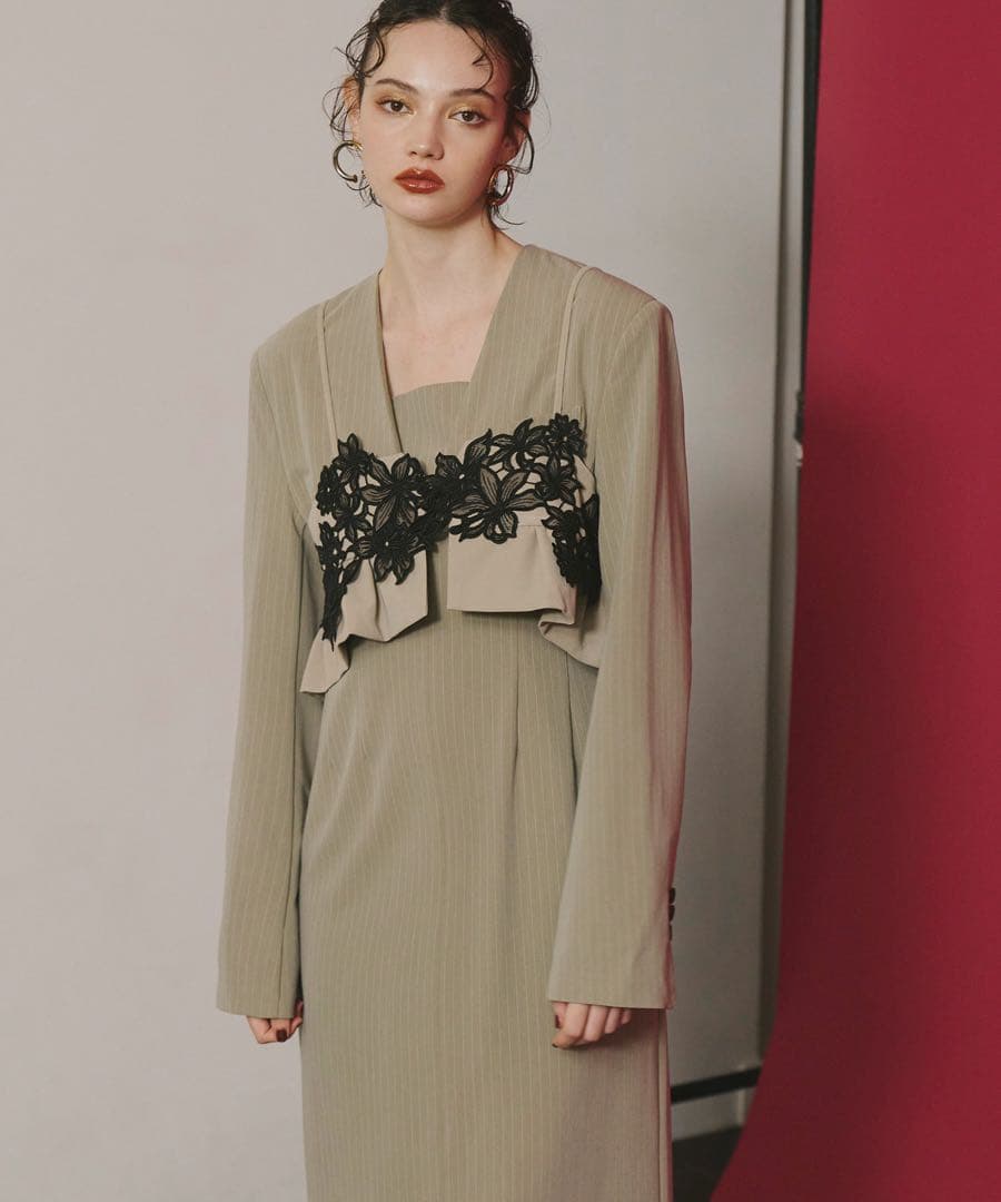 スーツ・フォーマル・ドレス pinstripe tailored bustier dress