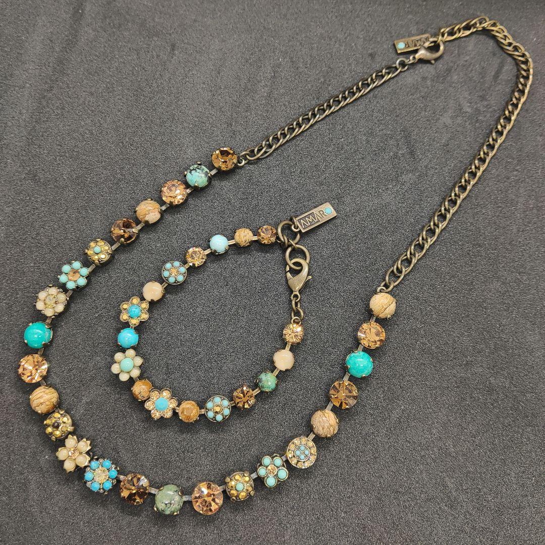 【美品】アマーロ AMARO ネックレス+ブレスレットセット 天然石 ターコイズ