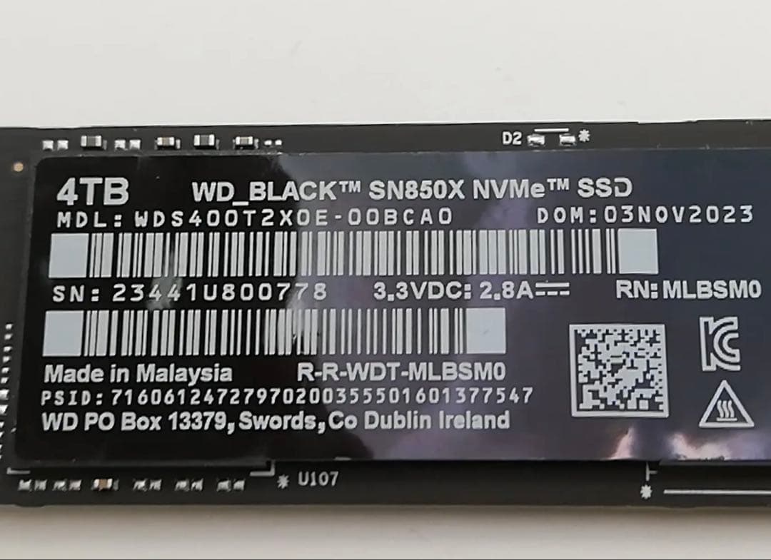 内蔵型SSD WD_BLACK SN850X 4TB NVMe SSD wd black