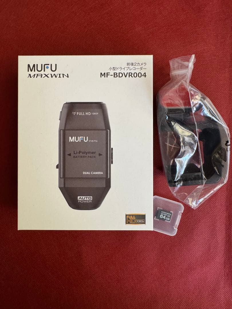 MUFU 前後ドライブレコーダーMF-BDVR004C型マウント、SDカード
