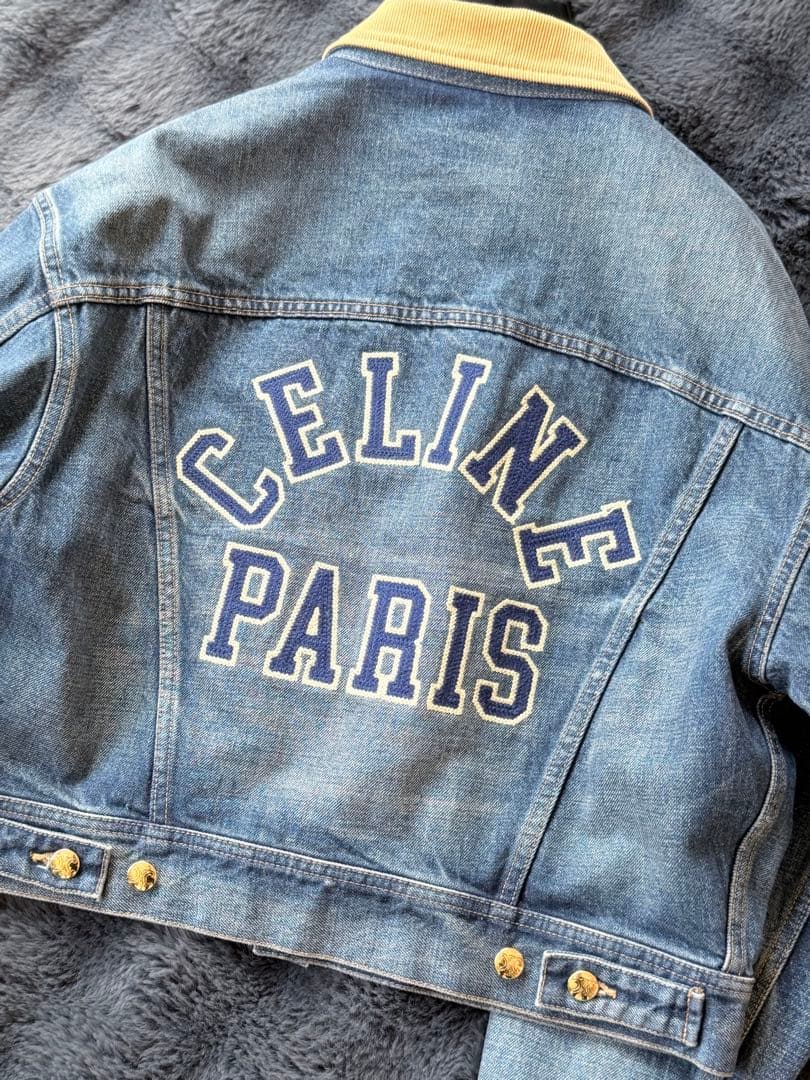 美品CELINE トラッカーデニムジャケット刺繍ロゴ