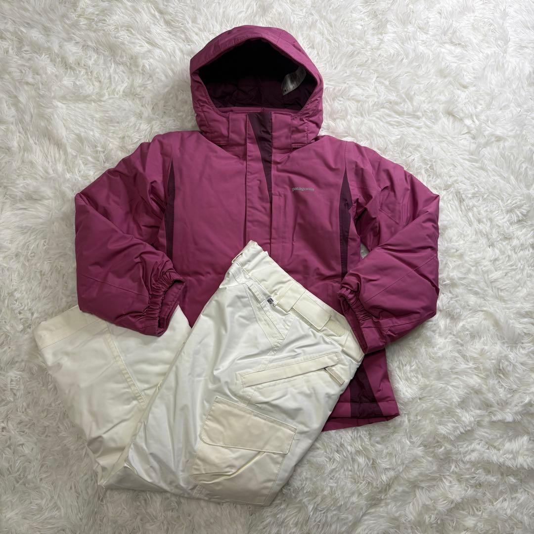 パタゴニアPatagoniaスキーウェアガールズM(10)ピンク白ホワイト