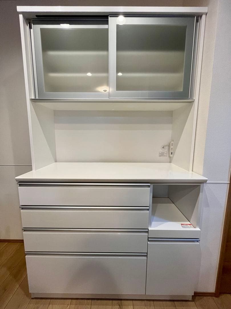 ★こばし★【送料込】ニトリ 食器棚 幅120 ホワイト　※上部のみ