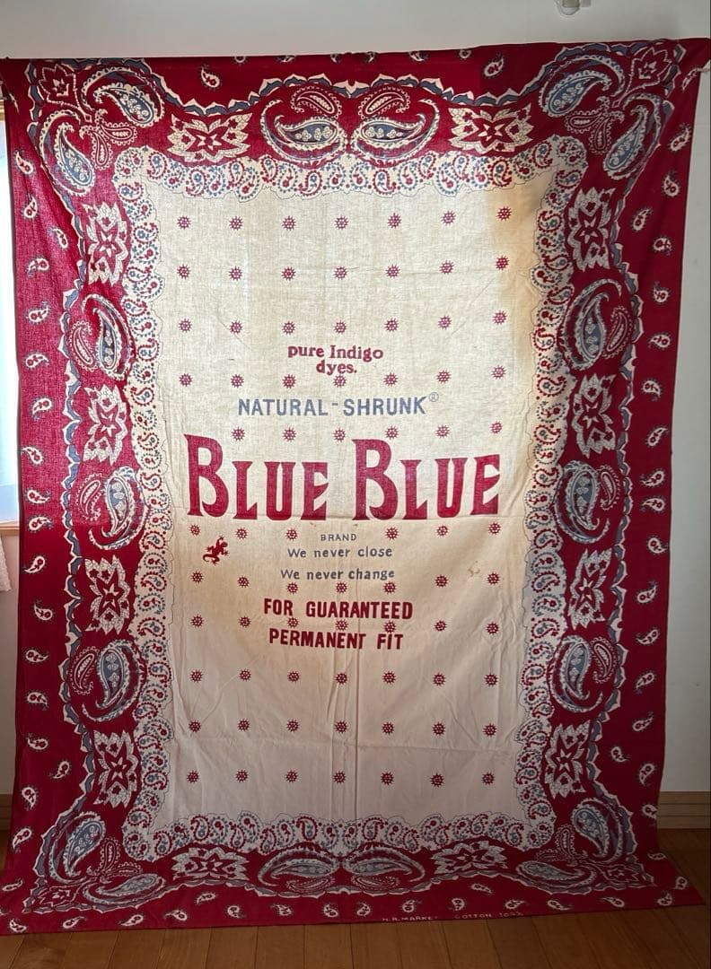 BLUE BLUE ペイズリー柄　レア　壁掛け　タペストリー大判　HRM サラサ