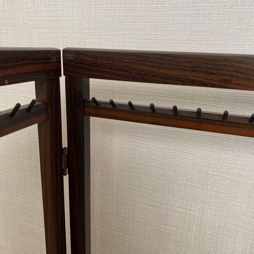 唐木黒檀製 大型筆掛 書道具 筆掛け　骨董