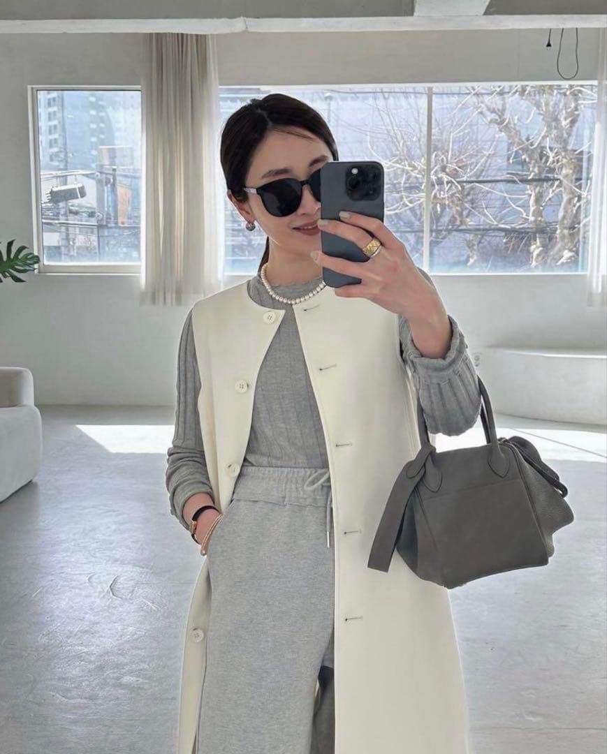 春のジレ★yonfa ヨンファ　スクエアジレ　　Pearl